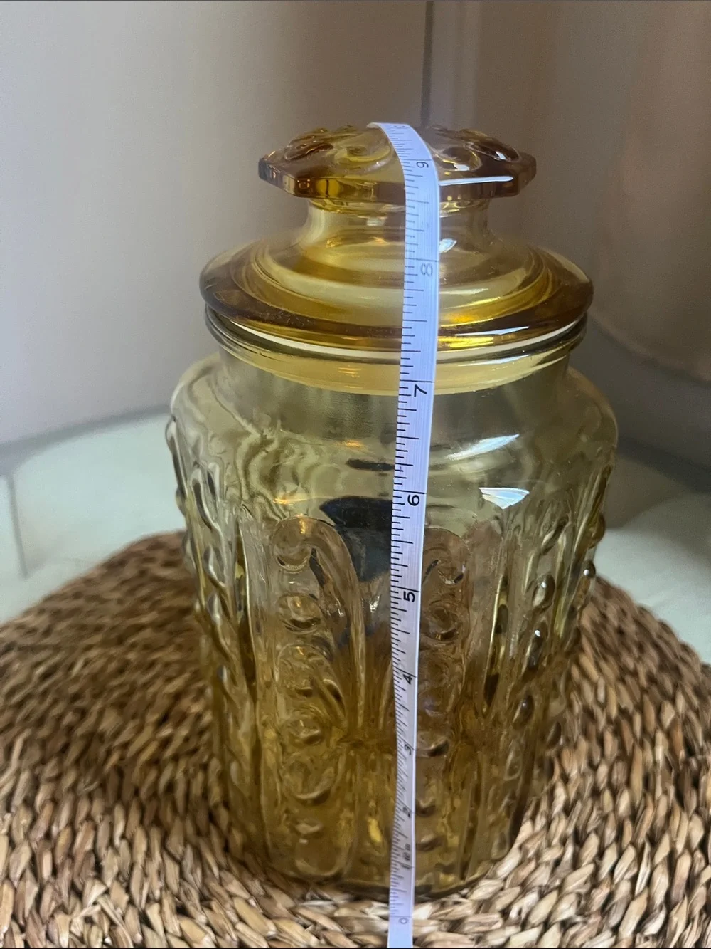 Vintage Amber Glass Apothecary Jar with Lid - Home Accents
